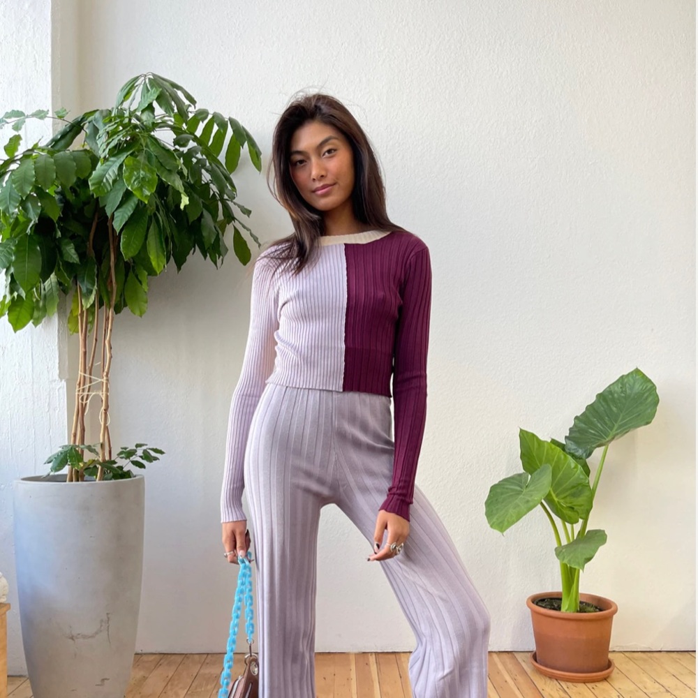 Isalis colorblock knit top NWOT